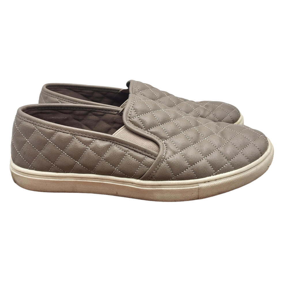 Madden Girl‎ Sneakers Womens 9.5 M Brown Quilted Slip On Shoes Loafers Flats